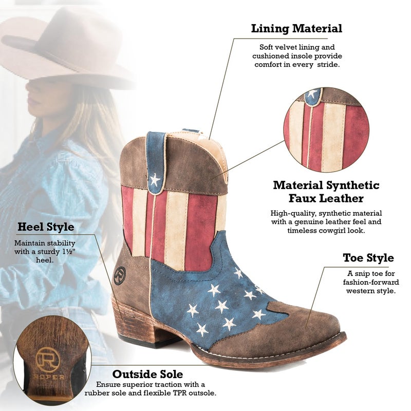 Roper Womens Flotus Boot, Brown, 10 - Image 2